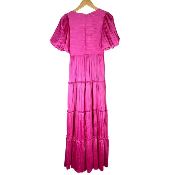 Aqua Pleated Cutout A-Line Maxi Dress In Pink Size 0 Formal Wedding Guest - Picture 3 of 10
